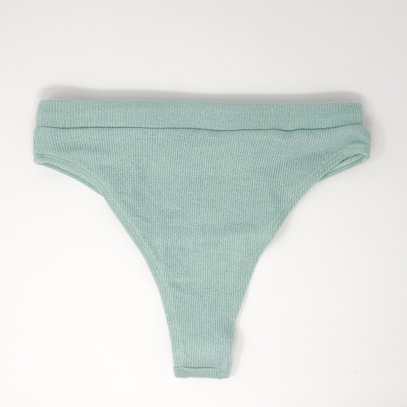 Green Ribbed Knit Bikini | Triangle, High Waisted - Picture 8 of 14